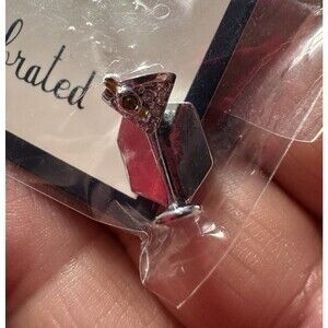KEEP Collective Stella & Dot Silver Martini Pave Charm Slider NIP